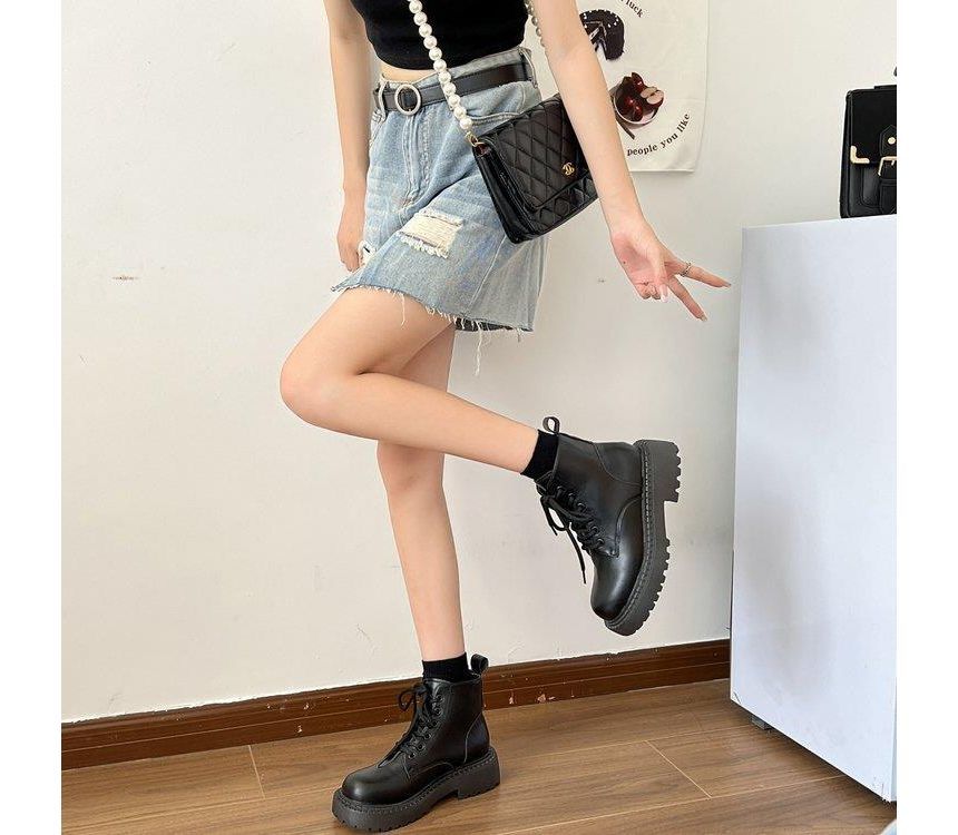 Platform Lace Up Short Boots