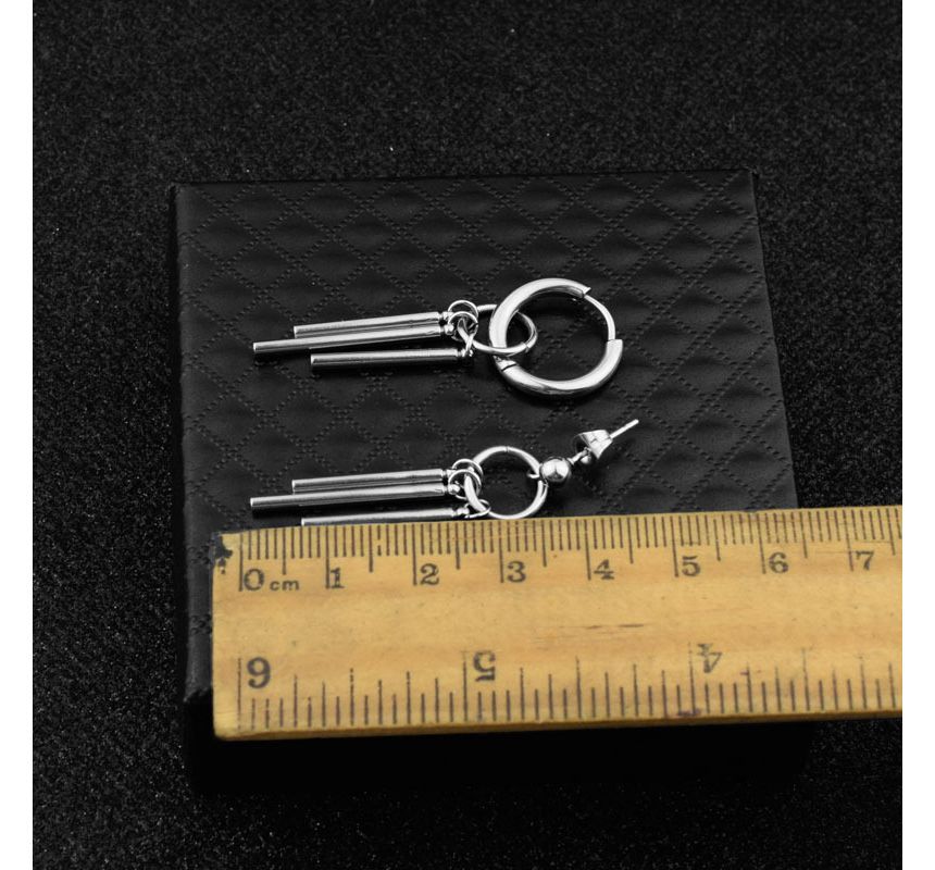Bar Drop Hoop Earring / Ear Stud / Clip-On Earring