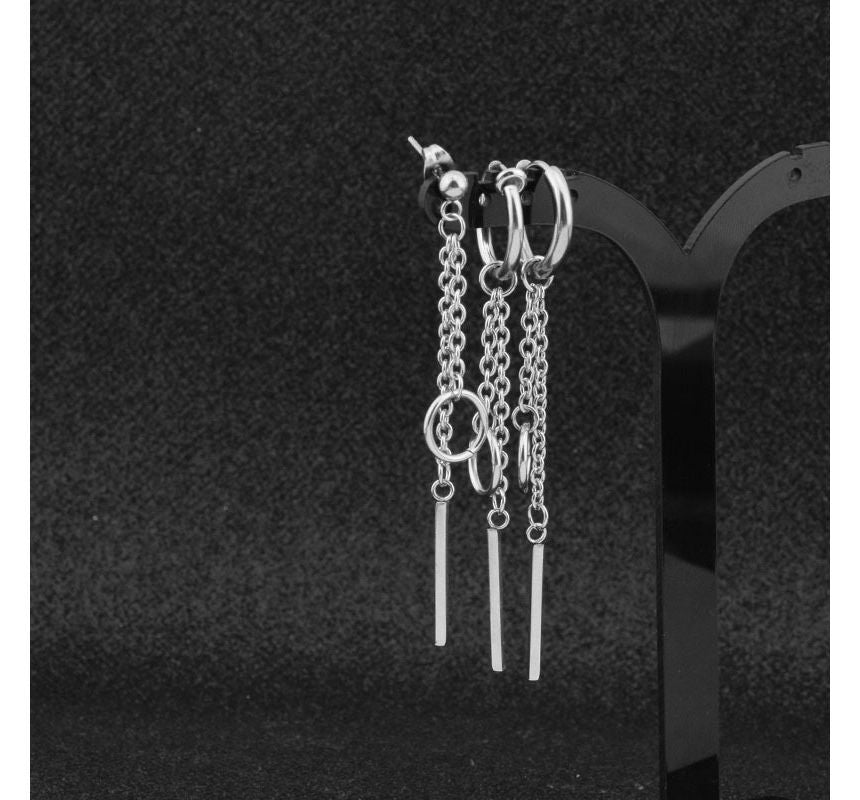 Bar Hoop Drop Earring / Ear Stud / Clip-On Earring