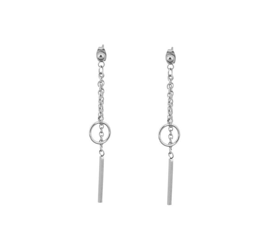 Bar Hoop Drop Earring / Ear Stud / Clip-On Earring