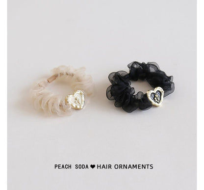 Heart Alloy Mesh Scrunchie