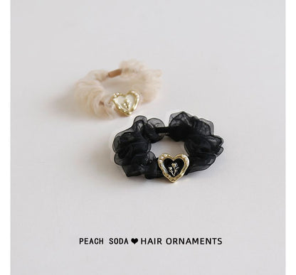 Heart Alloy Mesh Scrunchie