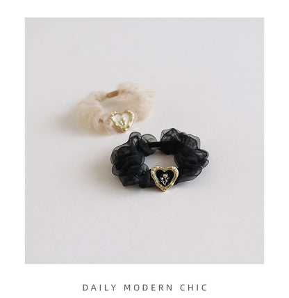 Heart Alloy Mesh Scrunchie