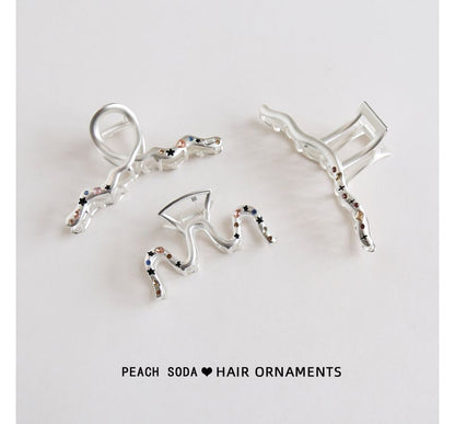 Star Rhinestone Wavy Alloy Hair Clamp (various designs)