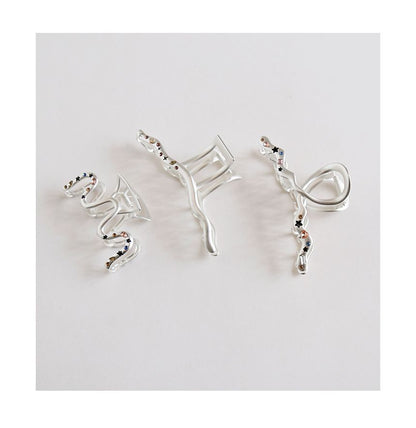 Star Rhinestone Wavy Alloy Hair Clamp (various designs)