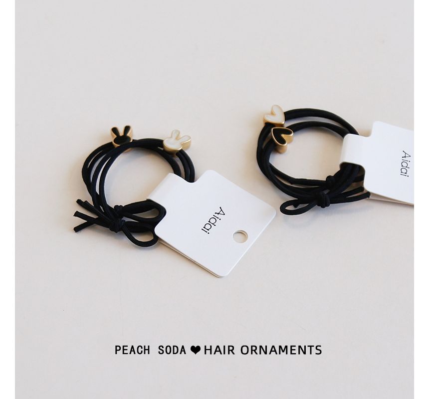 Set of 2: Rabbit / Heart Alloy Hair Tie