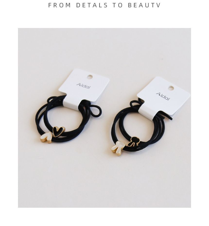 Set of 2: Rabbit / Heart Alloy Hair Tie