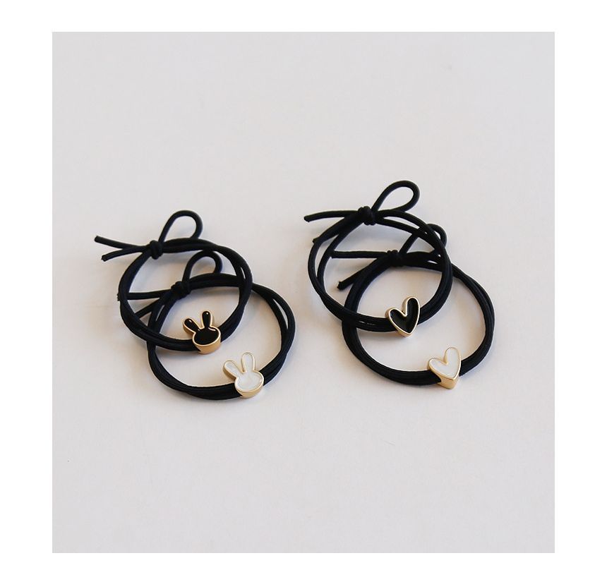 Set of 2: Rabbit / Heart Alloy Hair Tie