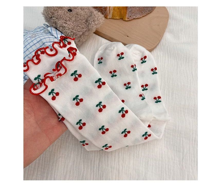 Cherry Print Frill Trim Socks