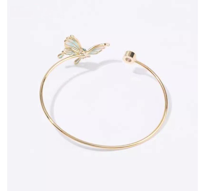 Rhinestone Butterfly Open Bangle