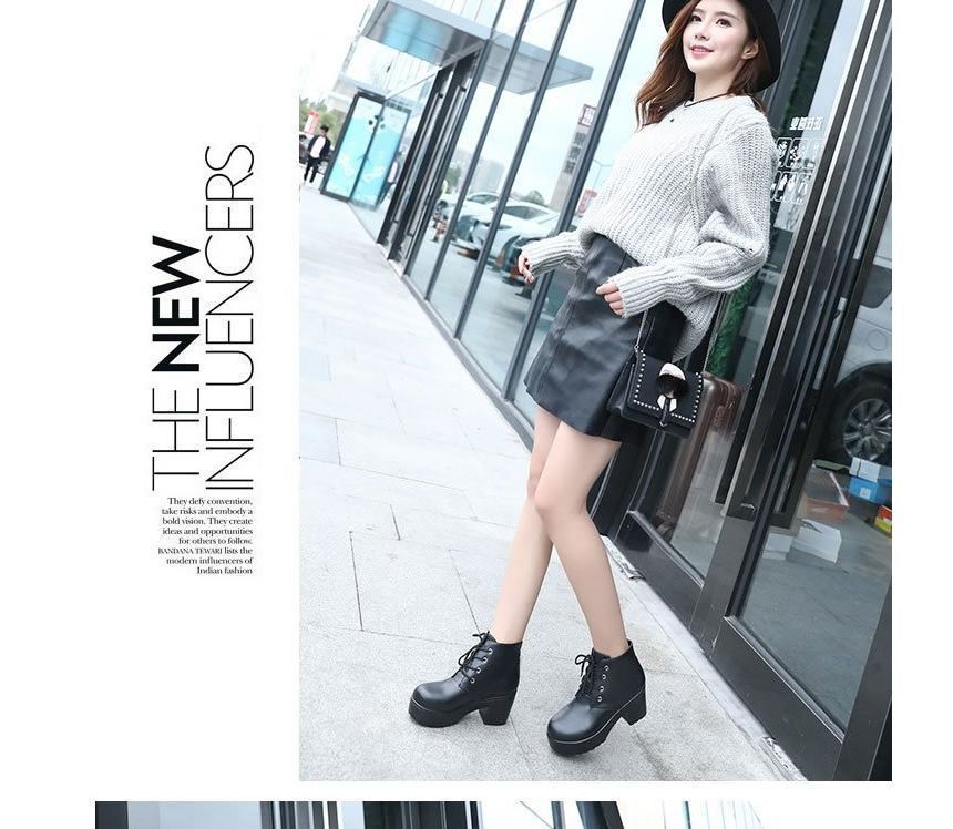 Ankle Lace-Up Chunky Platform Boots Heel