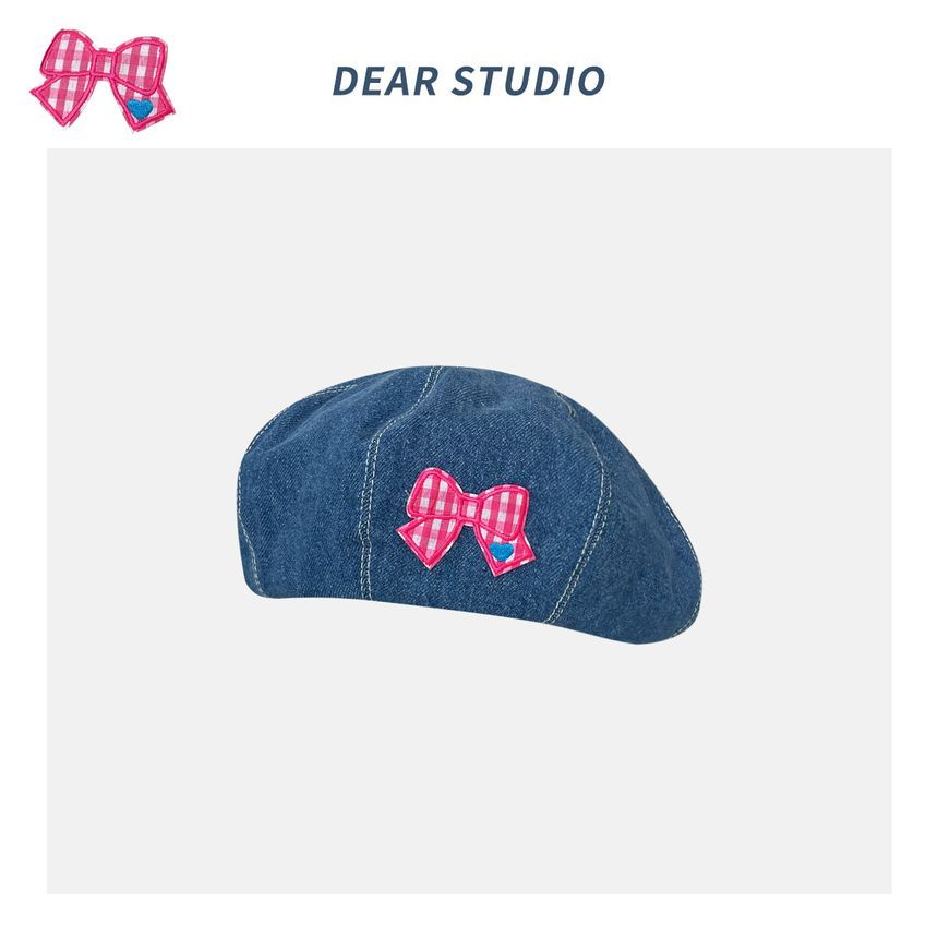 Applique / Denim Beret Hat