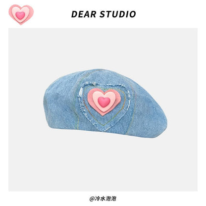 Applique / Denim Beret Hat