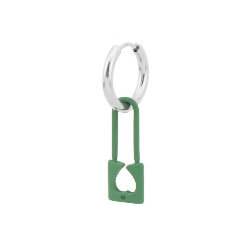Unisex Lock Asymmetrical Stainless-Steel Dangle Earring