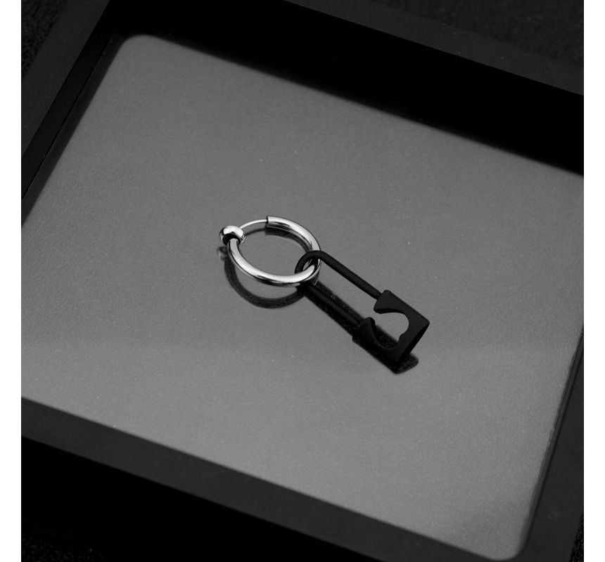 Unisex Lock Asymmetrical Stainless-Steel Dangle Earring
