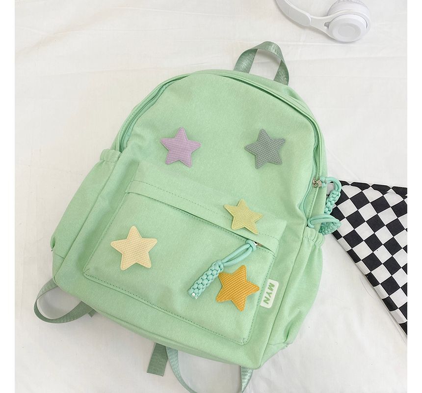 Star Applique Nylon Zipper Backpack