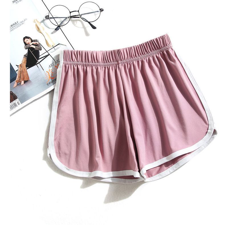 Waist Sweat Contrast Elastic Shorts Trim