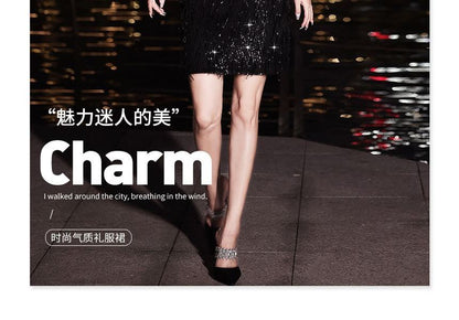 Sleeveless Sequin Mini Evening Sheath Dress