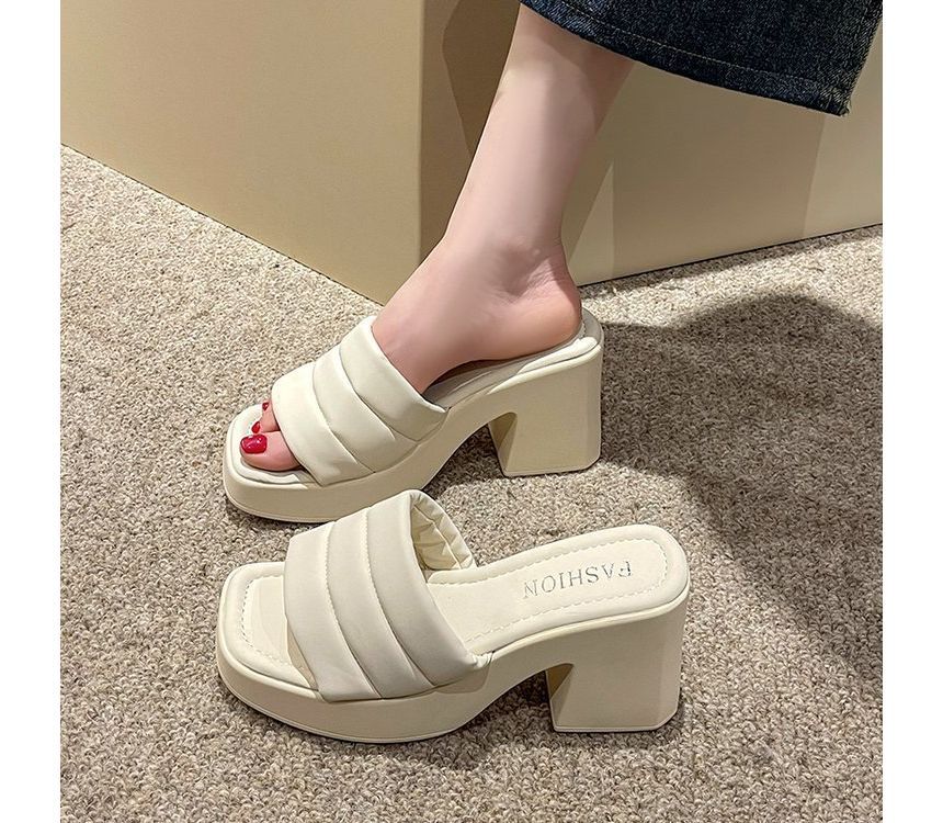 Platform Square-Toe Sandals Slide