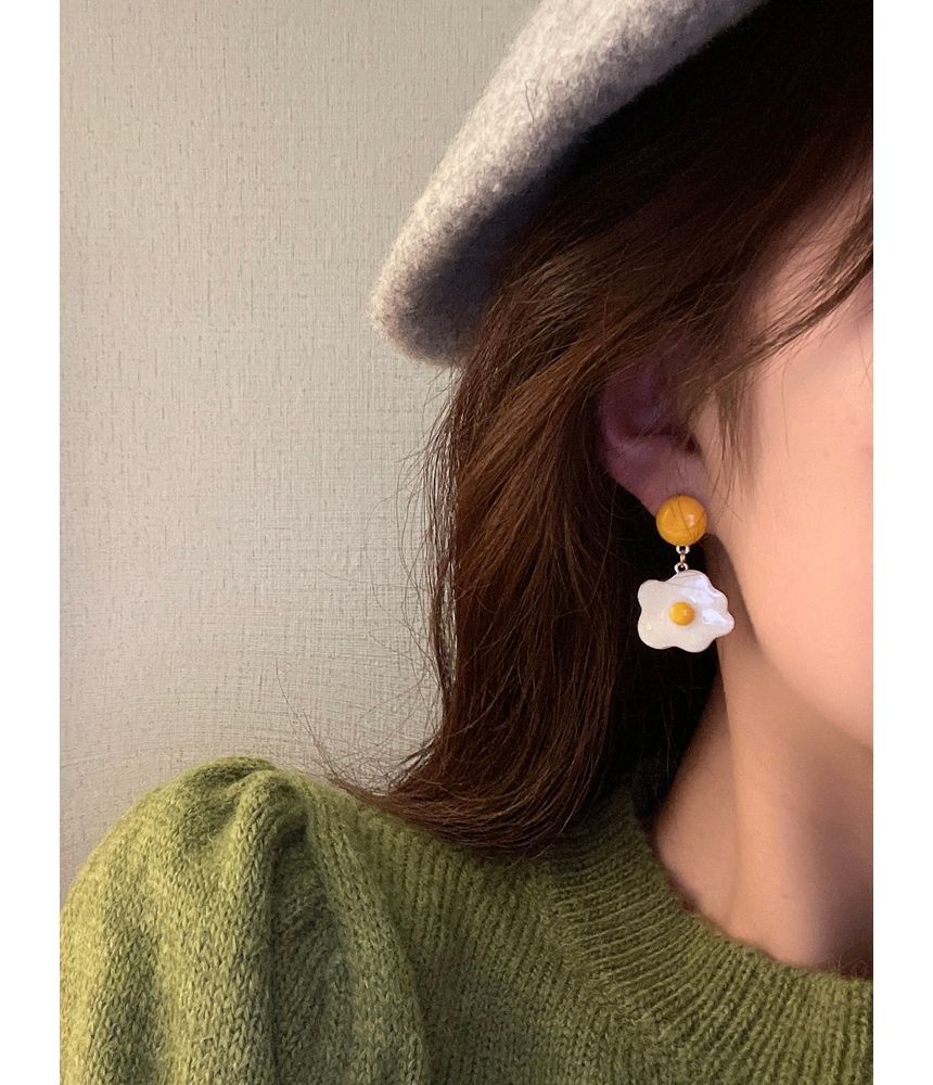 Fried Earring Glaze Drop Egg Alloy