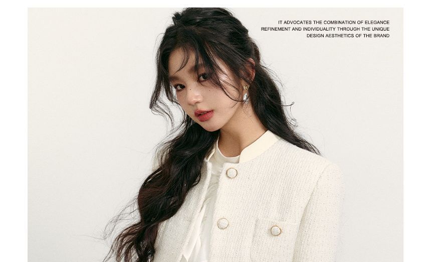 Plain Tweed Button Jacket