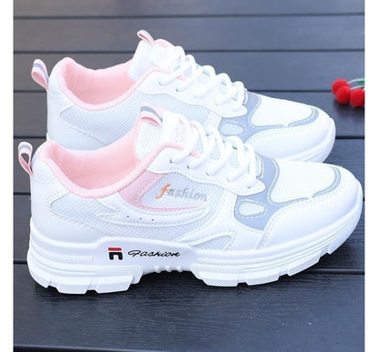 Letter Embroidered Lace-Up Platform Sneakers