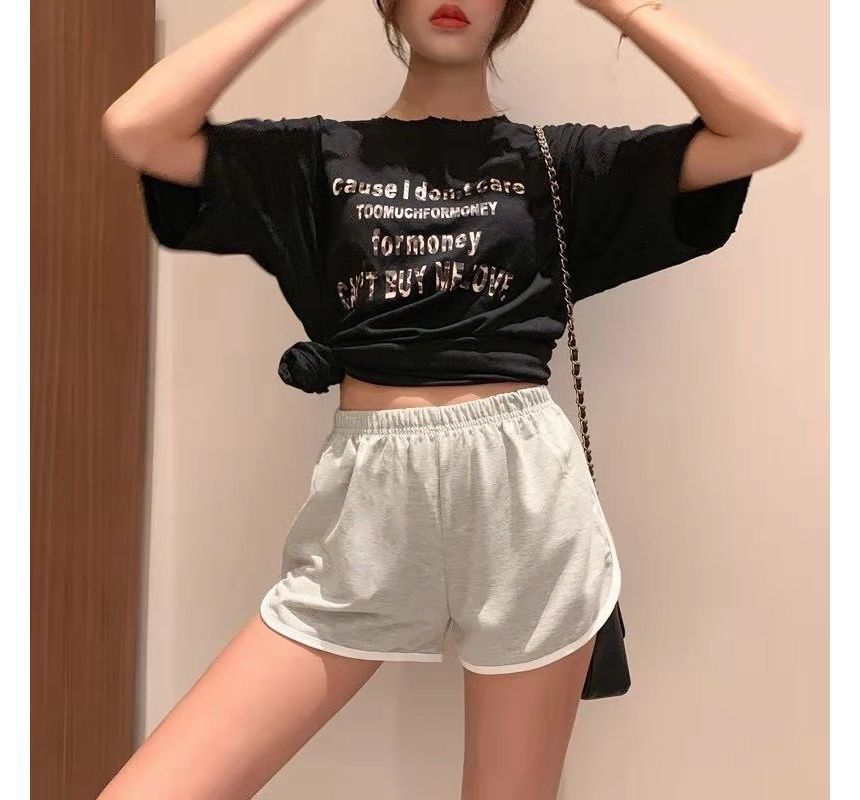 Piped Elastic Shorts Waist