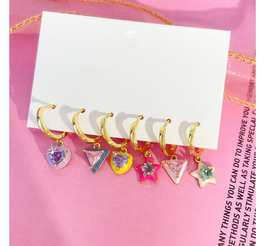 Set Earring Dangle Designs) 6: Alloy Star of (Various