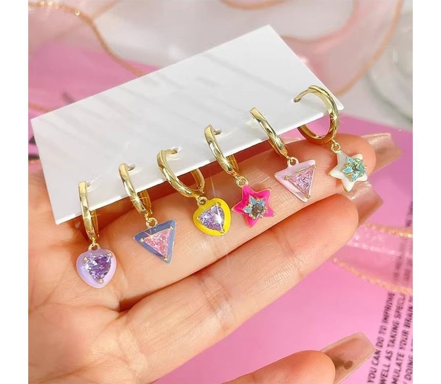 Set Earring Dangle Designs) 6: Alloy Star of (Various