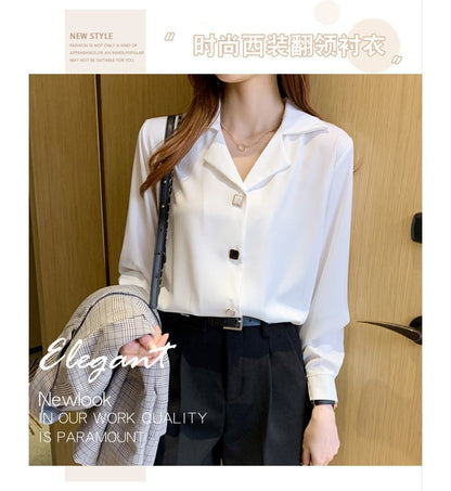 Short-Sleeve Plain Chiffon Shirt