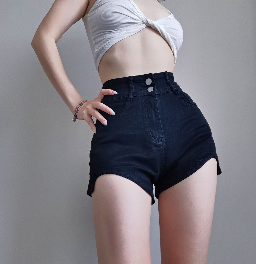 High Waist Denim Hot Pants