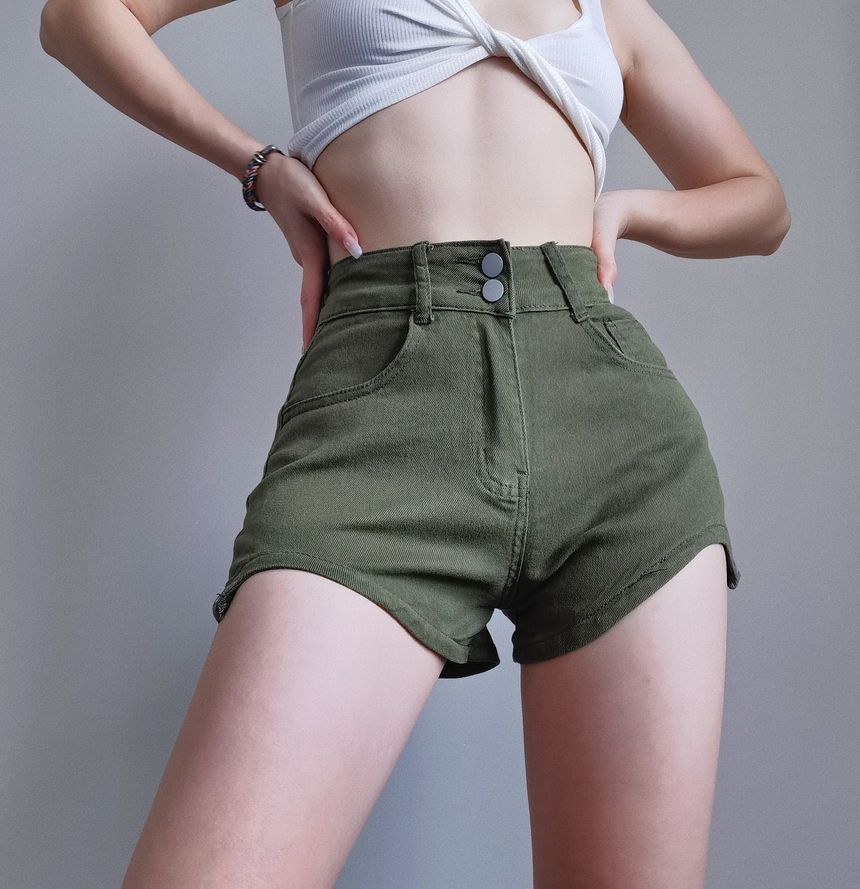 High Waist Denim Hot Pants