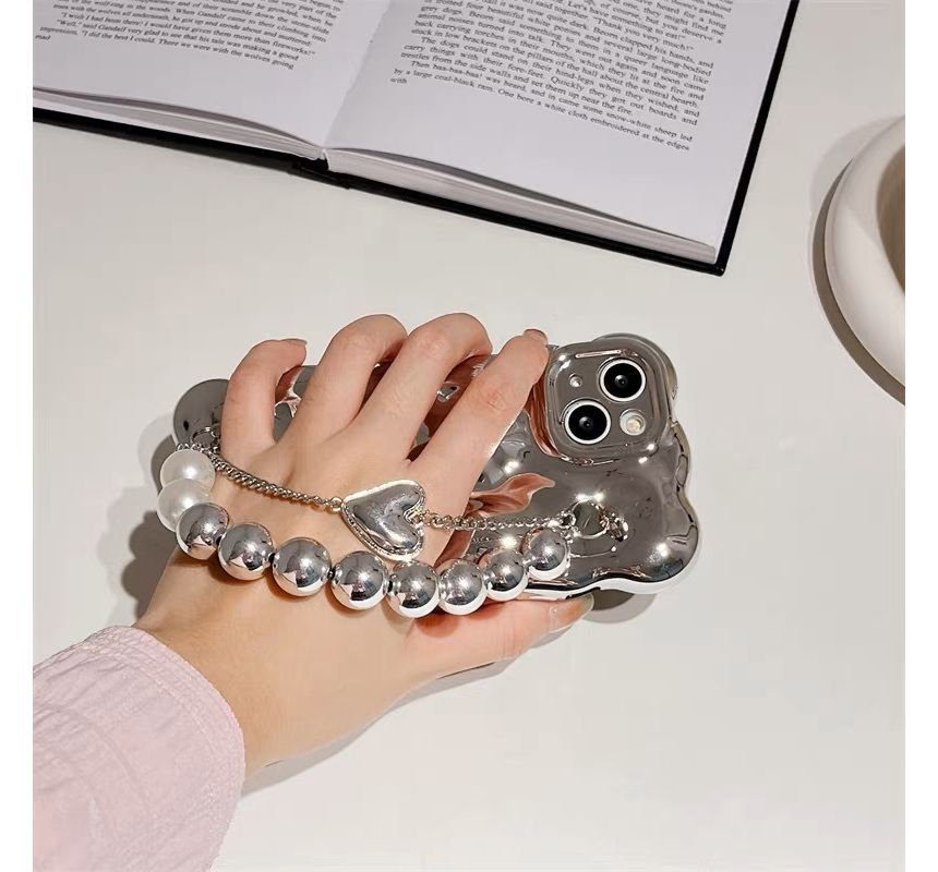 Strap Case Pearl Faux Phone Metallic