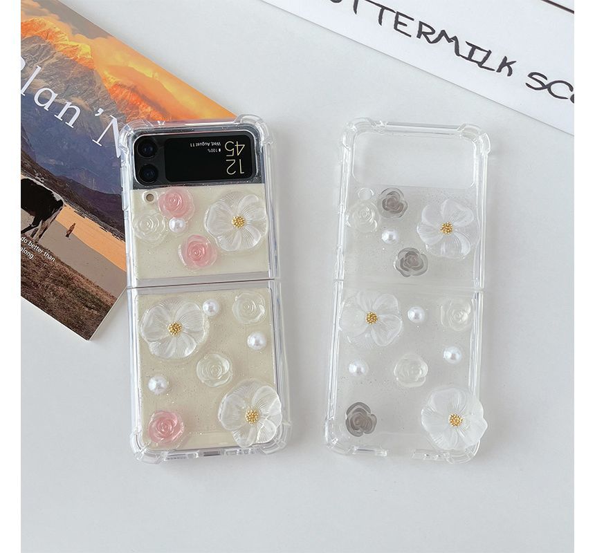 Floral Case Faux Pearl Phone