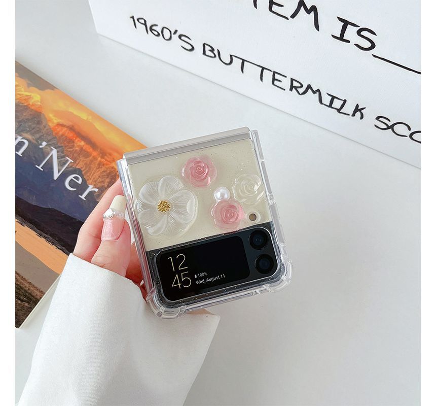 Floral Case Faux Pearl Phone