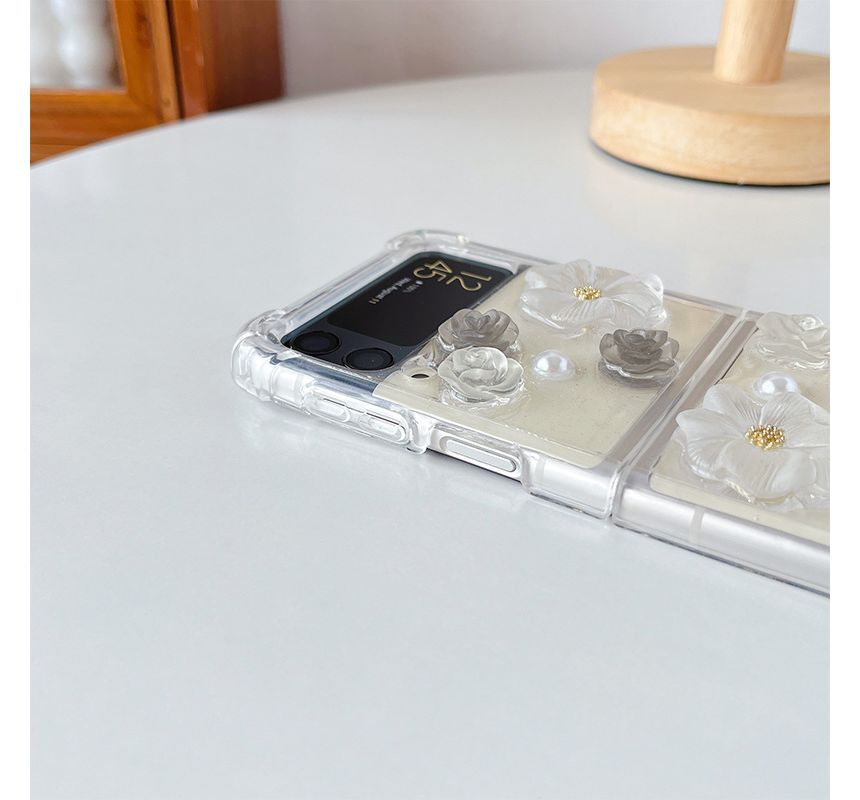 Floral Case Faux Pearl Phone