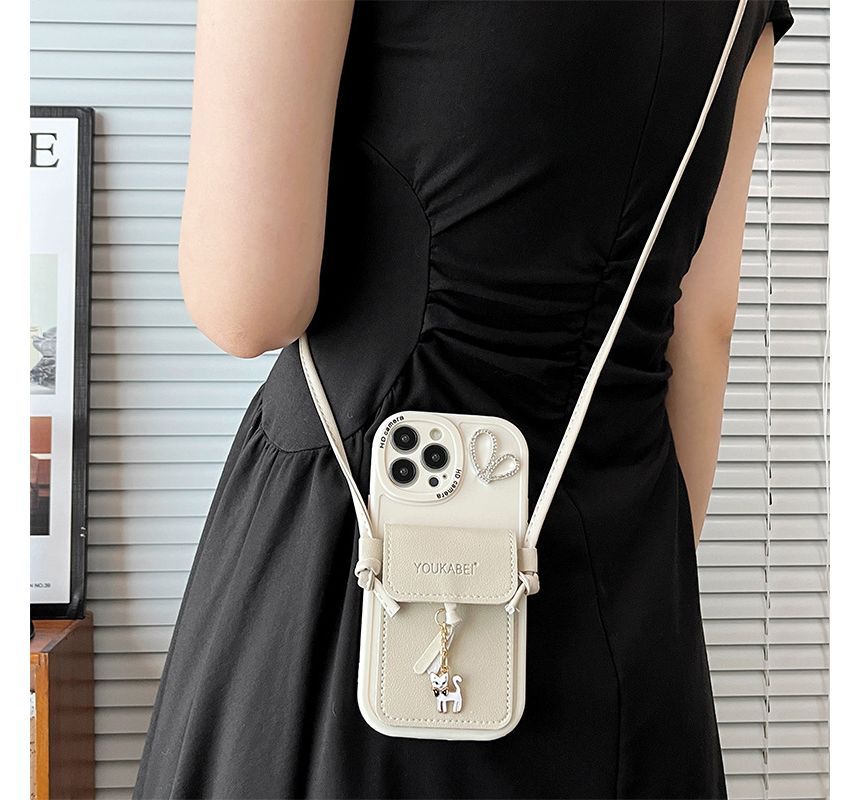 Cat Pendant Card Holder Phone Case - iPhone 7 / 8 / SE / 7 Plus / 8 Plus / X / XS / XR / XS Max / 11 / 11 Pro / 11 Pro Max / 12 / 12 Pro / 12 mini / 12 Pro Max / 13 / 13 Pro / 13 mini / 13 Pro Max / 14 / 14 Plus / 14 Pro / 14 Pro Max