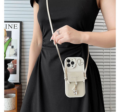 Cat Pendant Card Holder Phone Case - iPhone 7 / 8 / SE / 7 Plus / 8 Plus / X / XS / XR / XS Max / 11 / 11 Pro / 11 Pro Max / 12 / 12 Pro / 12 mini / 12 Pro Max / 13 / 13 Pro / 13 mini / 13 Pro Max / 14 / 14 Plus / 14 Pro / 14 Pro Max