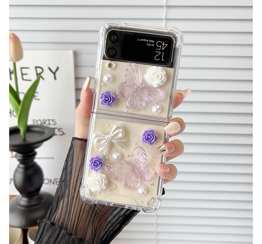 Case Butterfly Phone Faux Floral Pearl