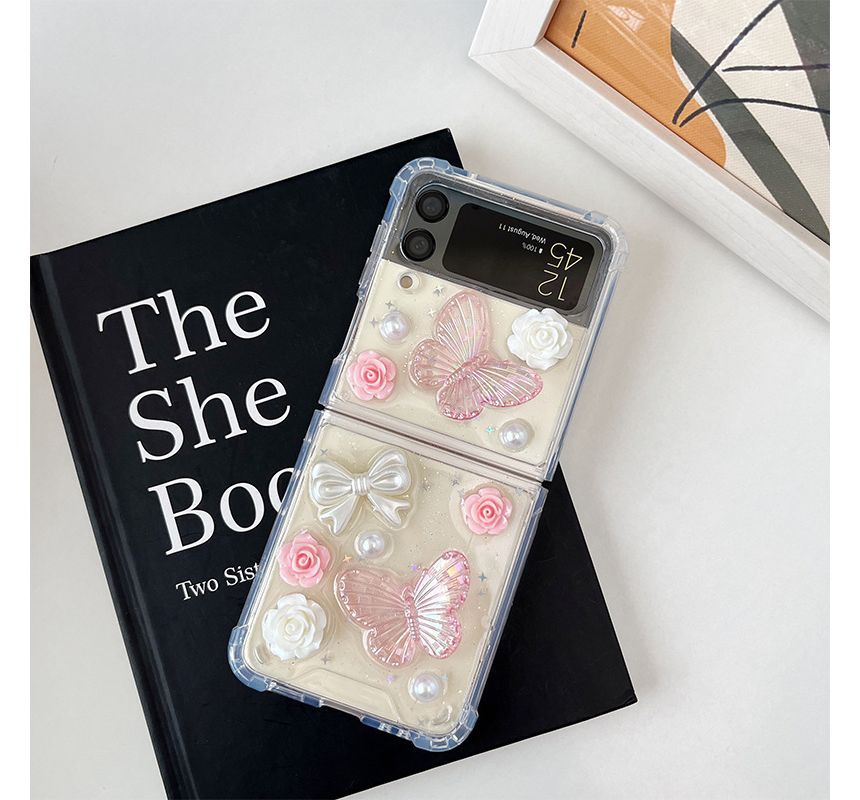 Case Butterfly Phone Faux Floral Pearl