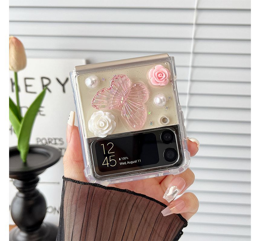 Case Butterfly Phone Faux Floral Pearl
