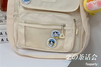 Plain Lettering Label Crossbody Bag / Charm / Set