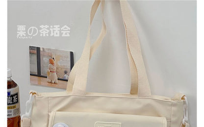 Plain Lettering Label Crossbody Bag / Charm / Set