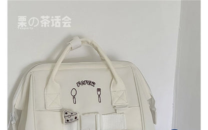 Bread Embroidered Top Handle Backpack / Charm / Set