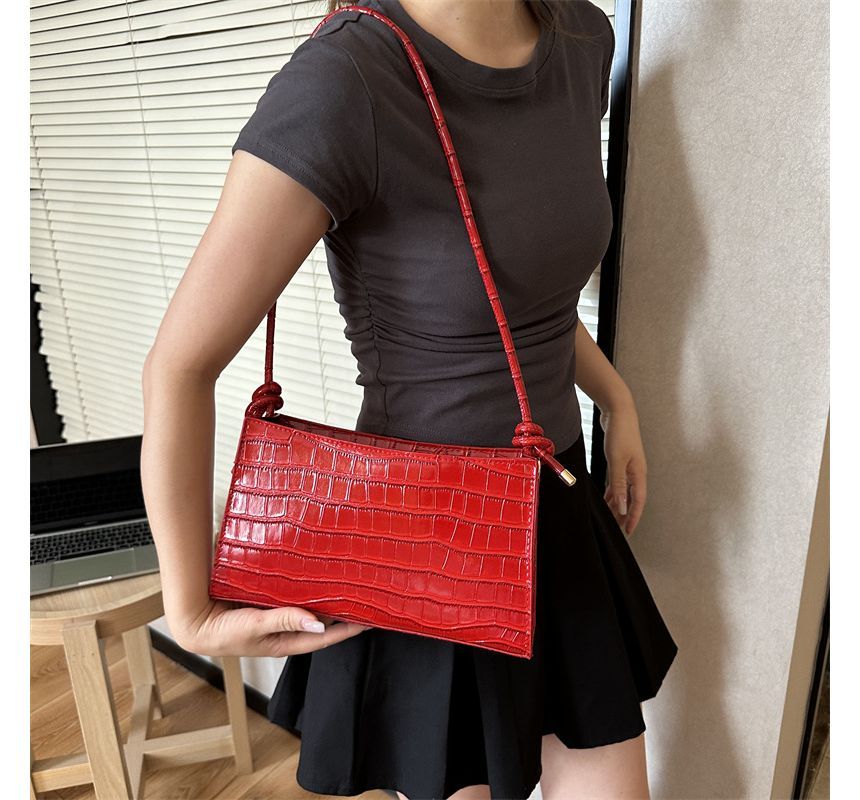 Crocodile Grain Shoulder Bag