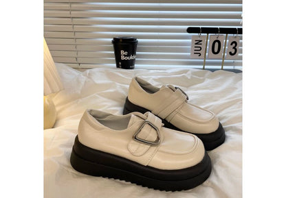 Platform Geometric Buckled Loafers