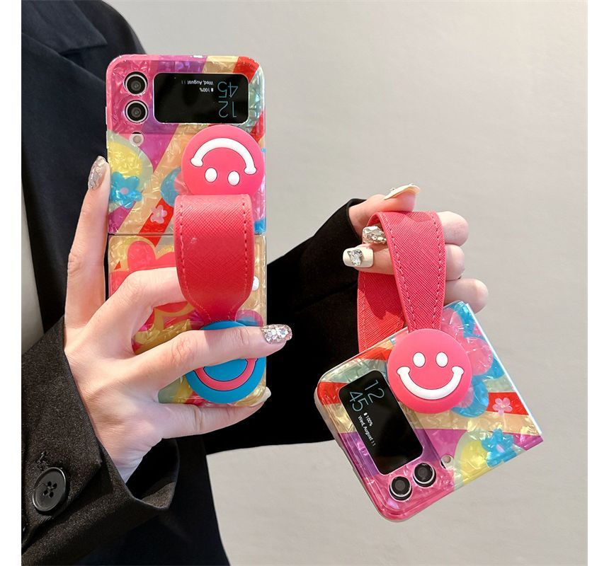 Flower Smiley Face Mobile Phone Case  With Hand Strap