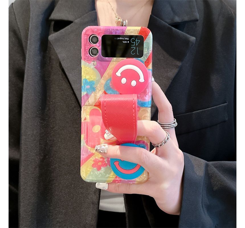 Flower Smiley Face Mobile Phone Case  With Hand Strap
