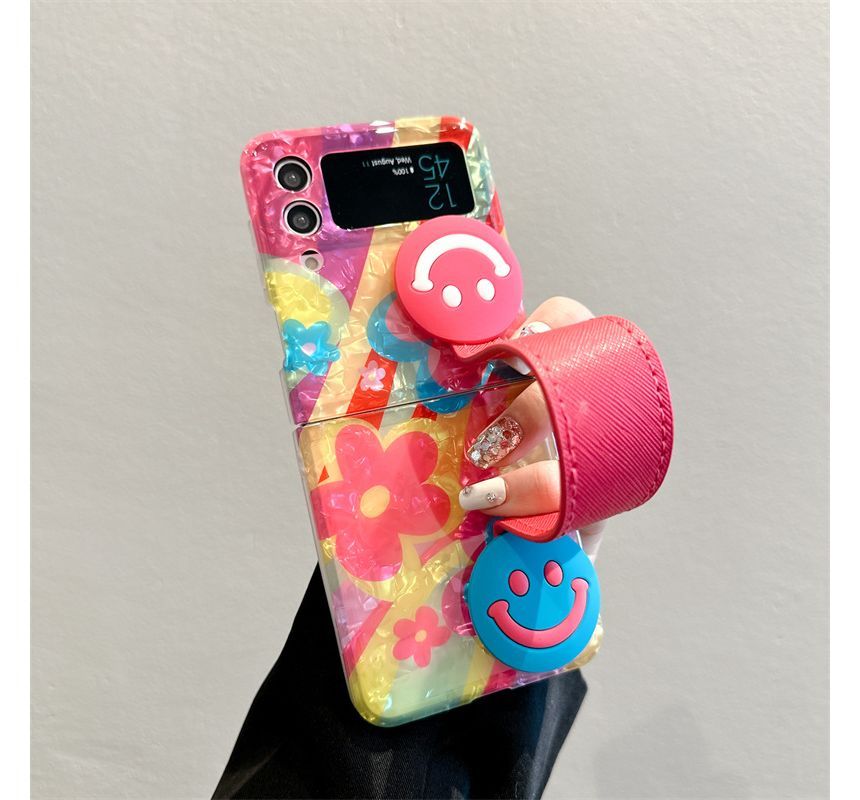Flower Smiley Face Mobile Phone Case  With Hand Strap