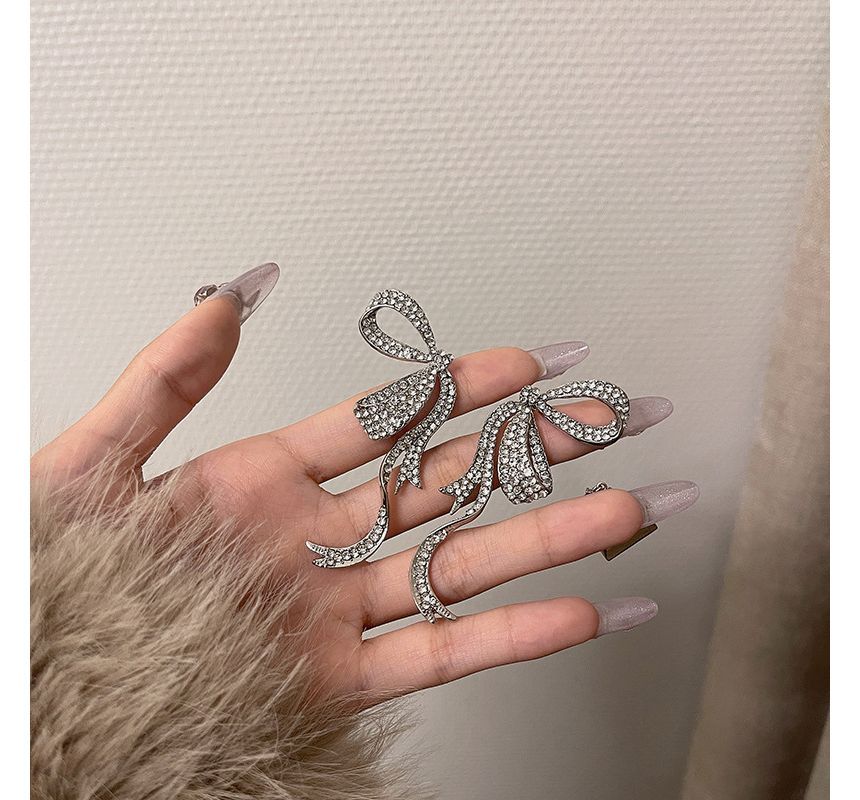 Bow Stud Earring Rhinestone
